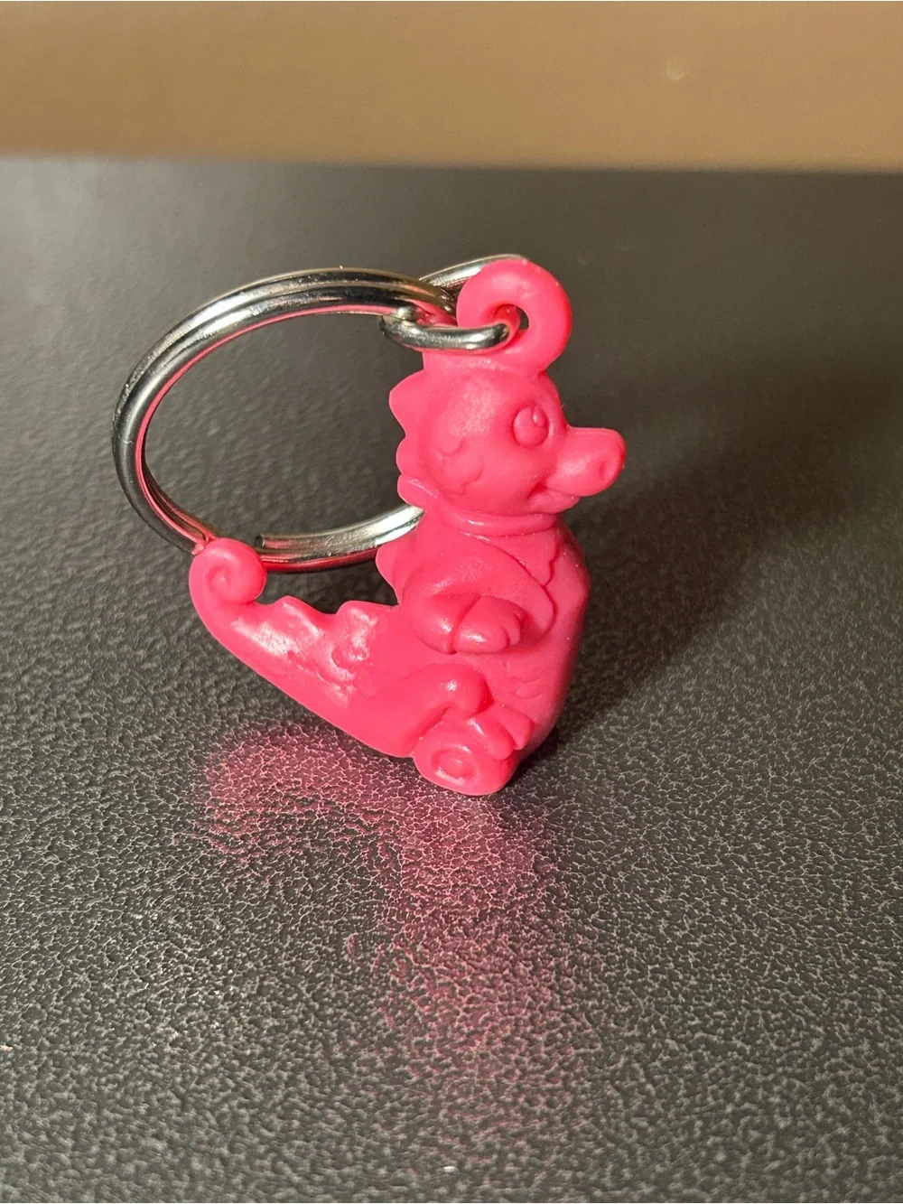 Vintage Tupperware Pink Fun Fern Flyer Keychain, Pink Dinosaur Keychain